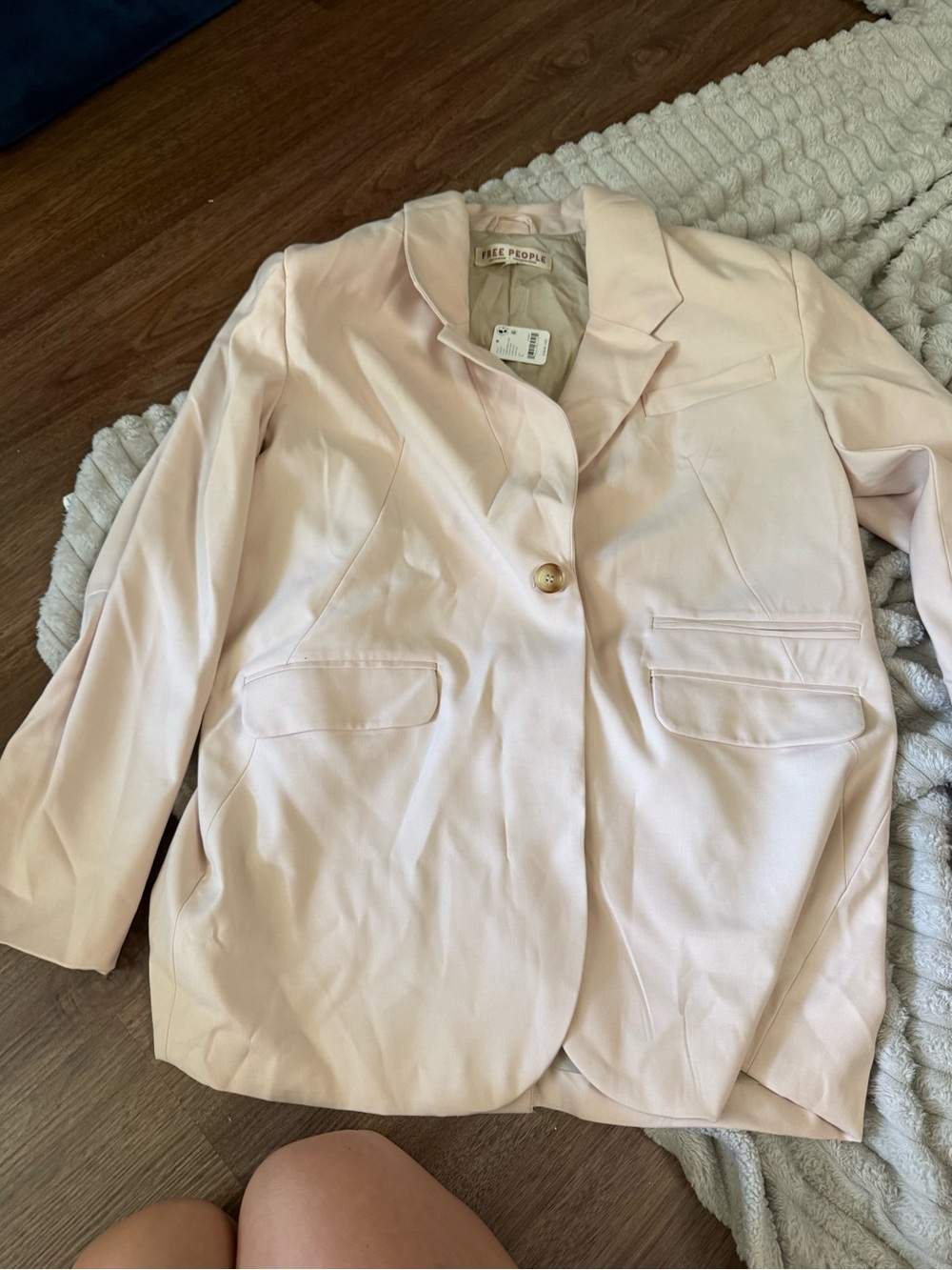 Free People Pale Pink Single-Button Blazer